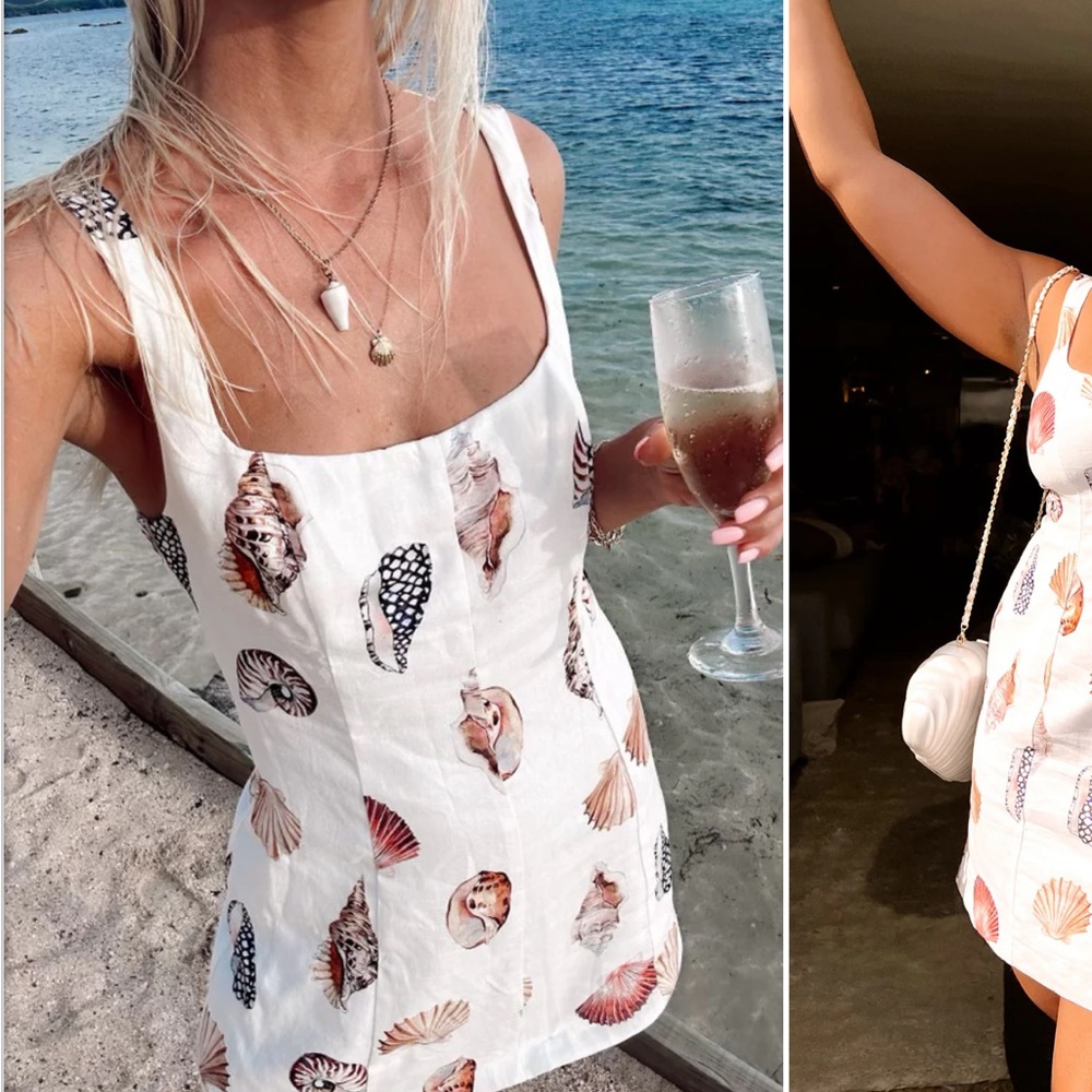 Show Me Your Mumu | Steph Mini Dress - NWT - Seashell Print (Shell Linen) - L